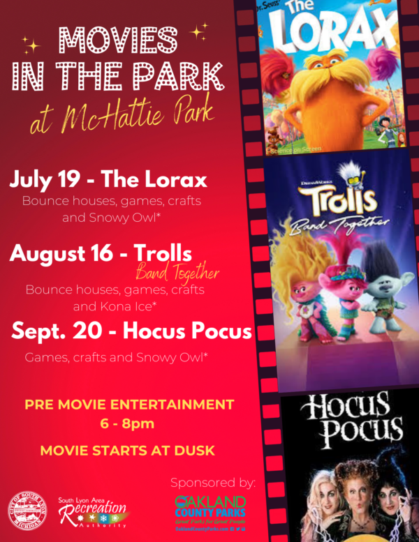 Movie In The Park – The Lorax Copy – South Lyon Recreation Authority